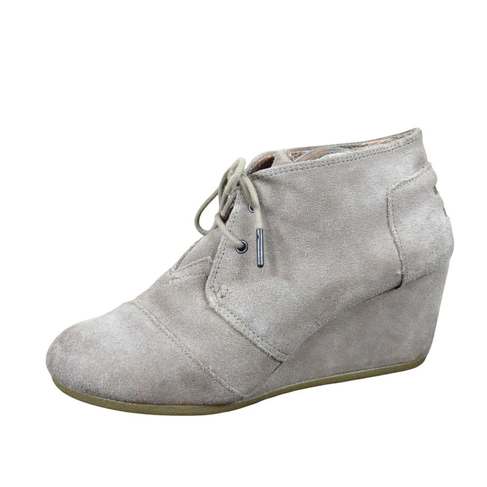 TOMS Desert Wedge Womens Bootie Size 9 Everyday Fashion Taupe Suede Lace Up
